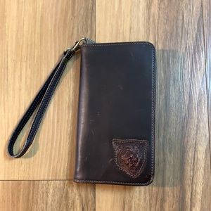 Leather septwolves wrist clutch organizer wallet